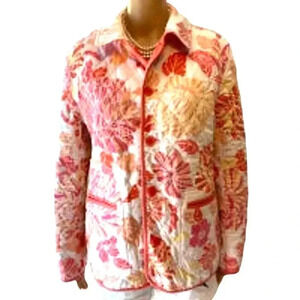 Vintage Talbots Floral Quilted Reversible Cozy Jacket Women Size L